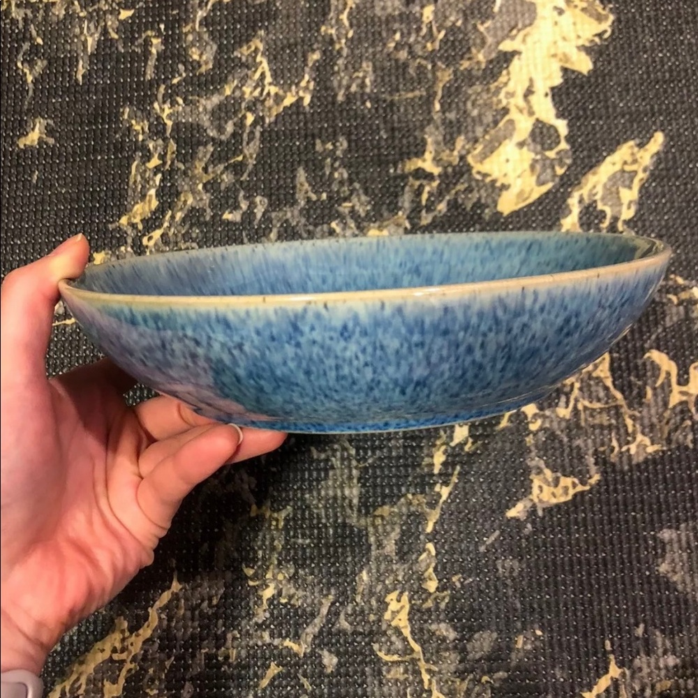 Set of 2 Denby bright blue speckle pasta bowls